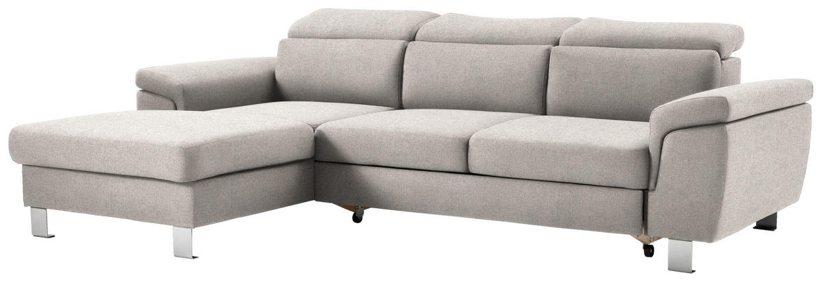 ECKSOFA in Webstoff Ecru  - Ecru/Silberfarben, Design, Textil/Metall (167/250cm) - Xora