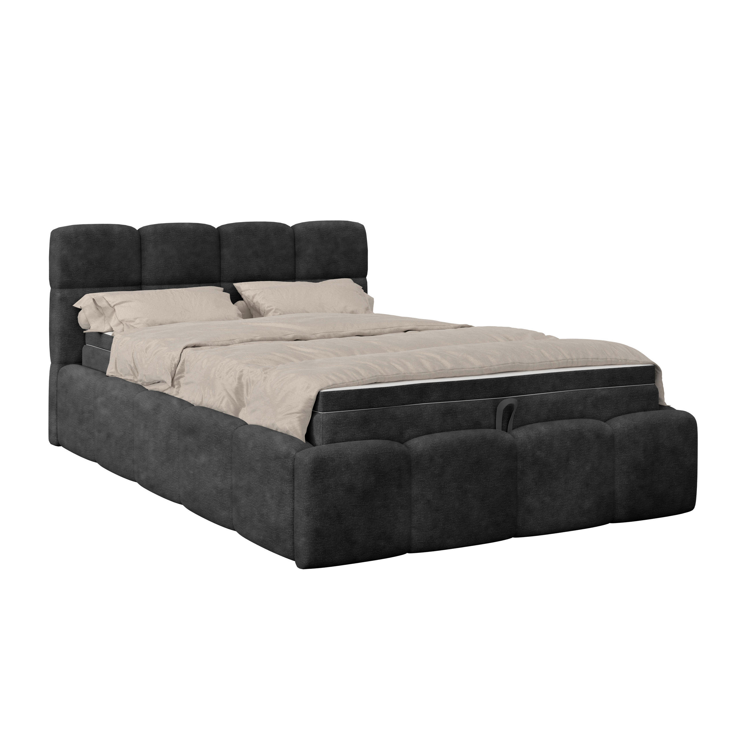 POLSTERBETT  in Schwarz, Matratze, Bettkasten, H3 = fest  - Schwarz, Trend, Kunststoff/Textil (140/200cm)