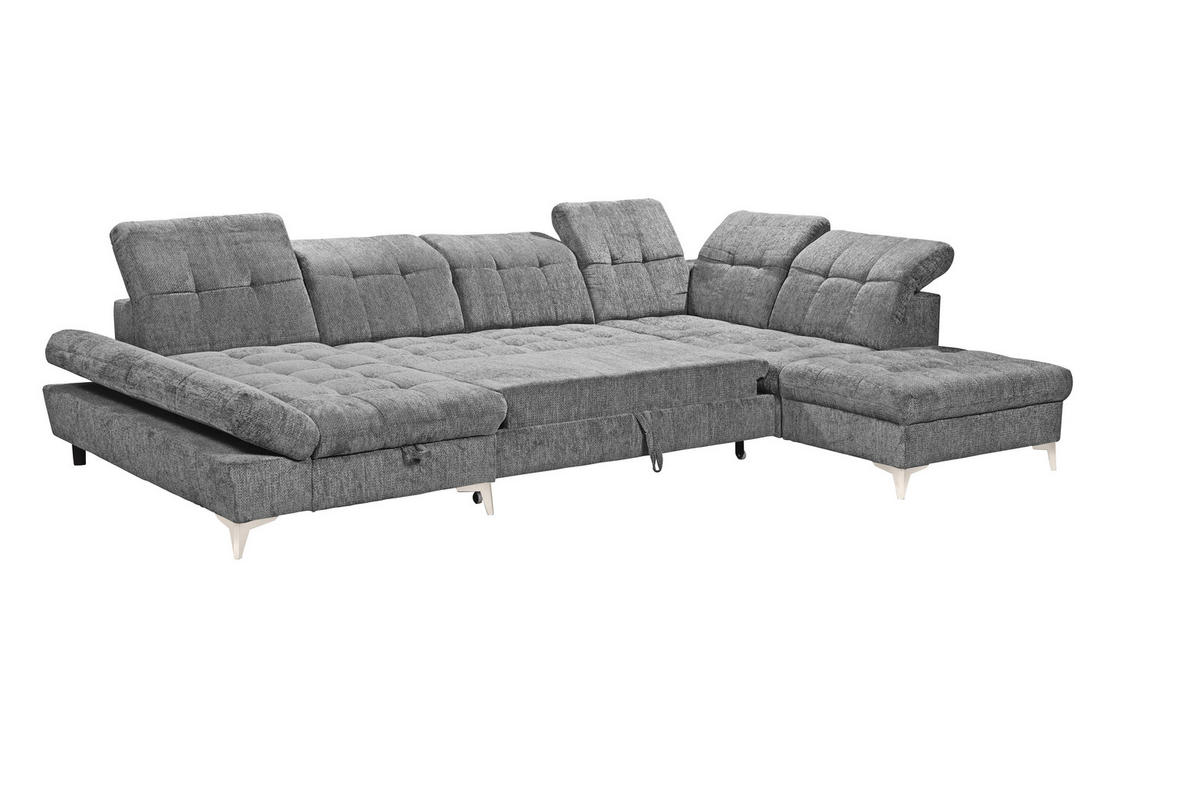 WOHNLANDSCHAFT MERCY Grau Mikrovelours  - Kaschmir/Grau, MODERN, Kunststoff/Textil (169/348/245cm) - MID.YOU