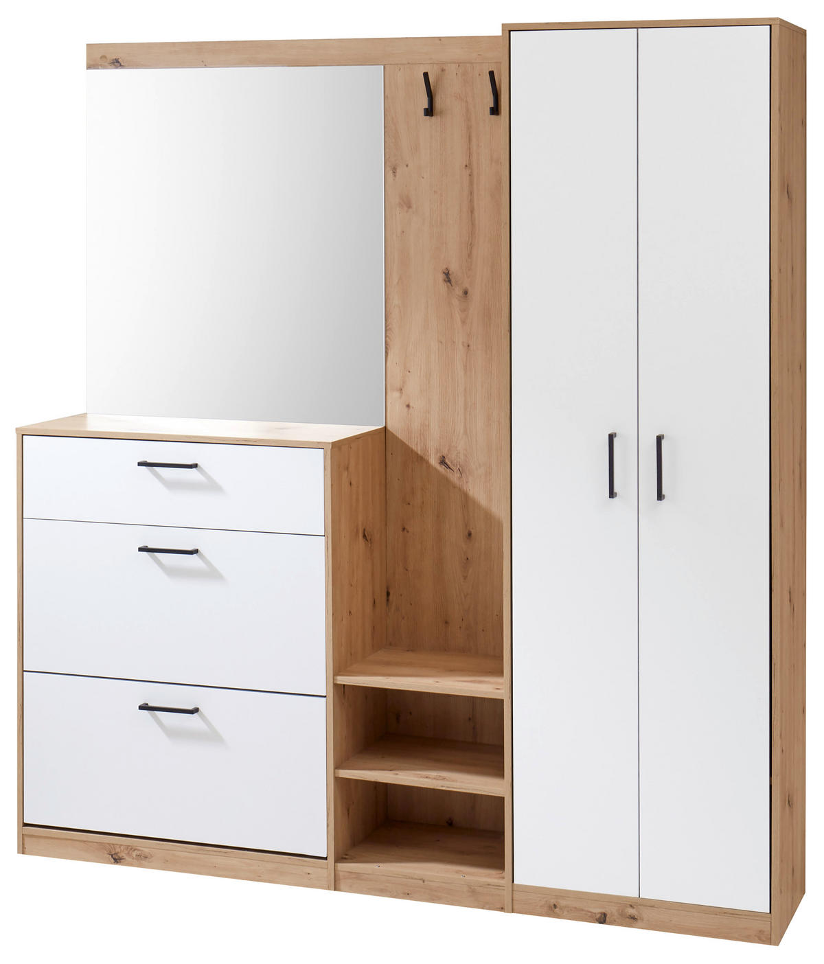 GARDEROBE  in 180/195/38 cm  - Weiß/Eiche Artisan, Basics, Holzwerkstoff (180/195/38cm) - Xora