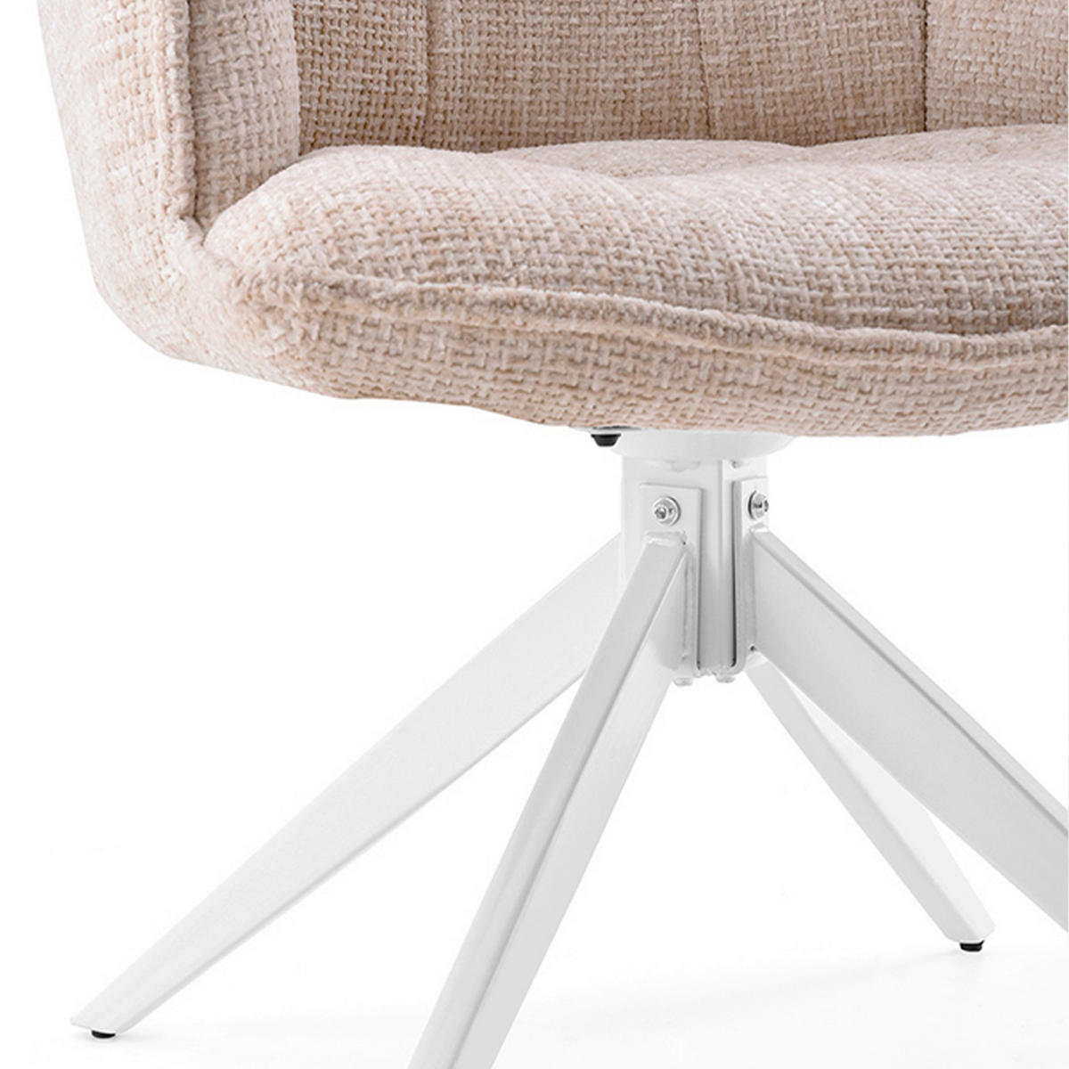 ARMLEHNSTUHL  Sitzfläche 180° drehbar Flachgewebe  Beige  - Beige/Weiß, MODERN, Textil/Metall (59/85/63cm) - MID.YOU
