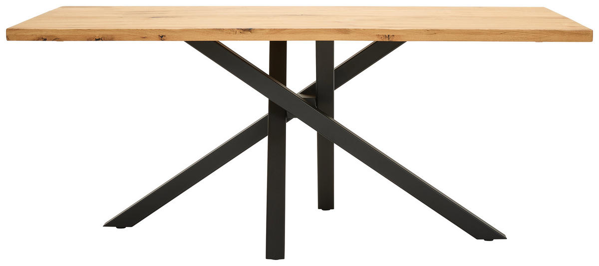 ESSTISCH in Holz 220/100/76 cm  - Wildeiche/Schwarz, Konventionell, Holz/Metall (220/100/76cm) - Valdera