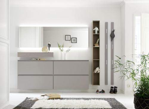 GARDEROBE 6-teilig  in 290/180/24,4 cm  - Eichefarben/Grau, Design, Glas/Holz (290/180/24,4cm) - Sudbrock