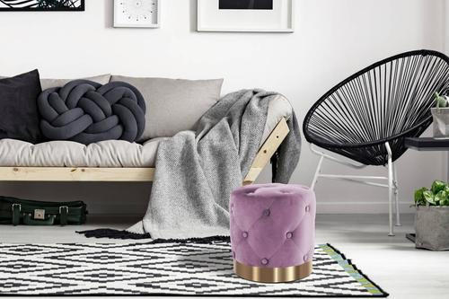 HOCKER Samt Kiefer Lila, Goldfarben  - Lila/Goldfarben, Basics, Holz/Textil (40/40/40cm) - Kayoom
