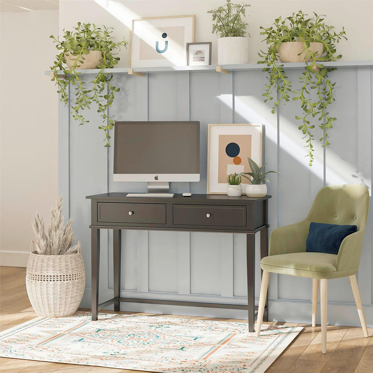 SCHREIBTISCH  in Schwarz  - Silberfarben/Schwarz, Design, Holzwerkstoff/Metall (89/75/45cm) - MID.YOU