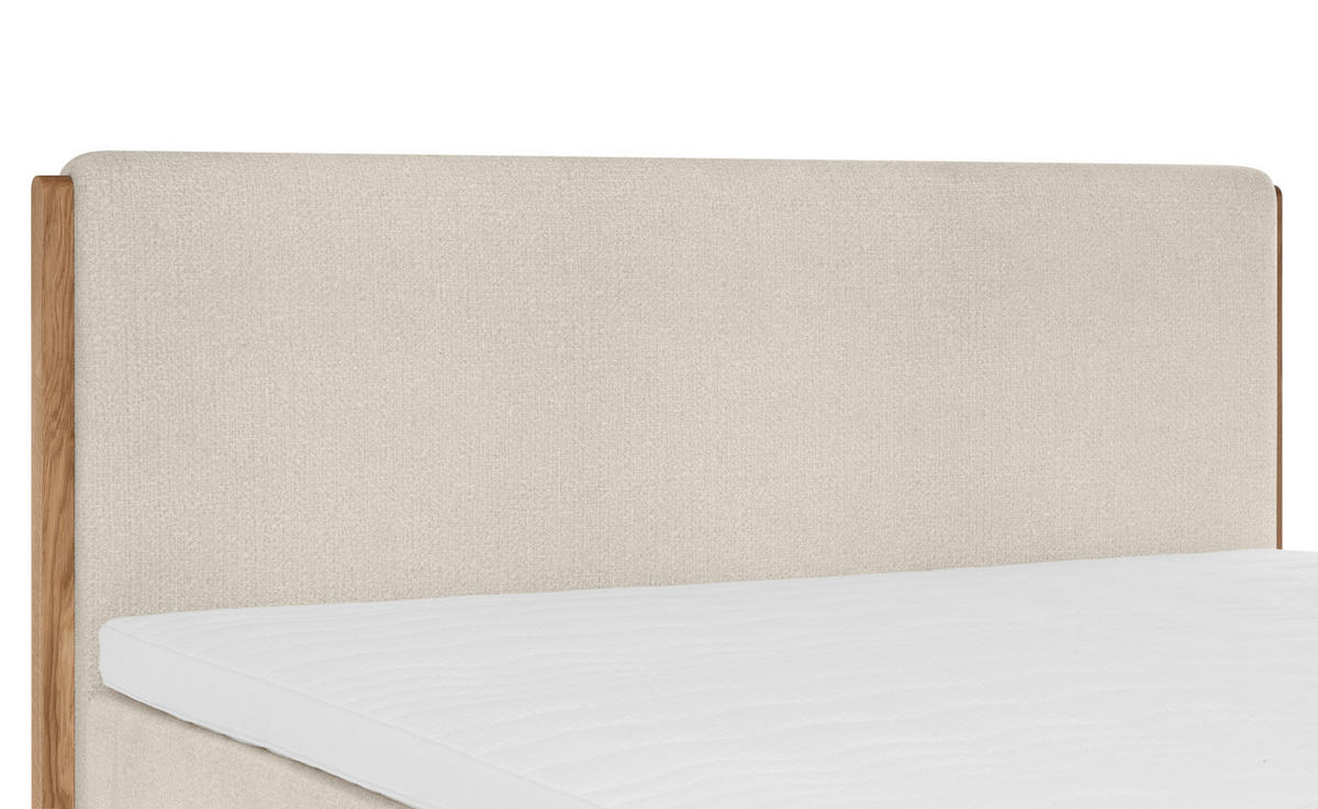 BOXSPRINGBETT 180/200 cm  in Creme  - Eichefarben/Creme, KONVENTIONELL, Holz/Textil (180/200cm) - Welnova