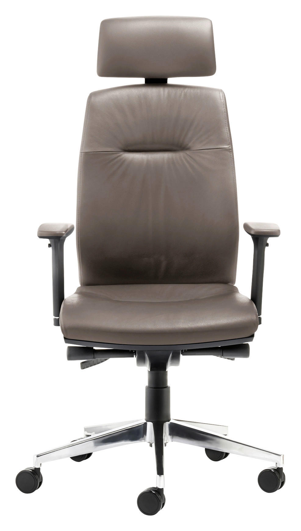 CHEFSESSEL  in Lederlook Braun, Chromfarben  - Chromfarben/Schwarz, MODERN, Leder/Kunststoff (66/123/63cm) - MID.YOU