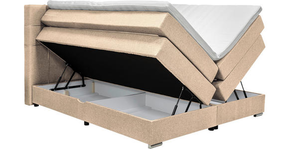 BOXSPRINGBETT 180/200 cm in Beige - Beige/Alufarben, KONVENTIONELL, Kunststoff/Textil (180/200cm) - Carryhome