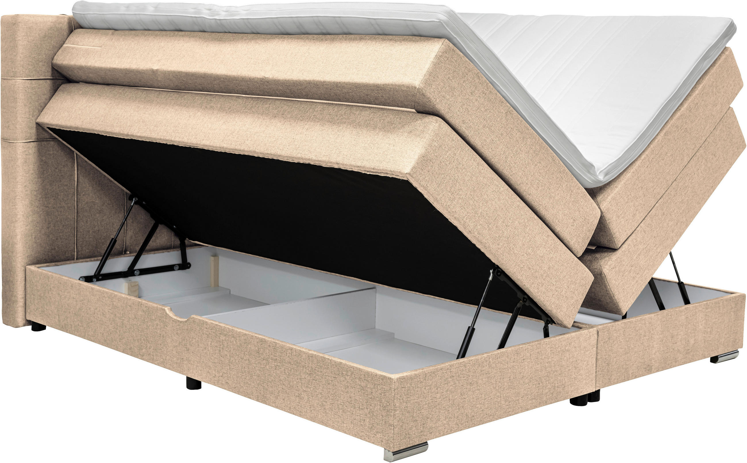 BOXSPRINGBETT 180/200 cm  in Beige  - Beige/Alufarben, KONVENTIONELL, Kunststoff/Textil (180/200cm) - Carryhome