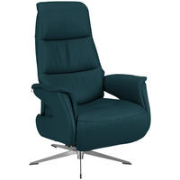 RELAXFÅTÖLJ i läder blå  - kromfärg/blå, Design, metall/läder (74/108/86cm) - Livetastic