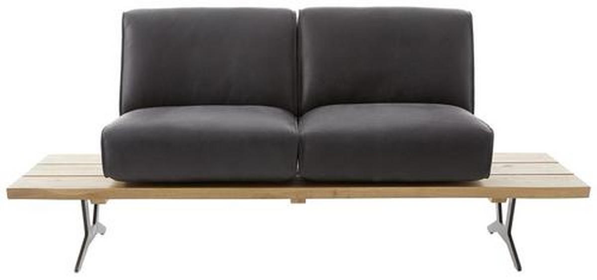 SITZBANK 190/85/69 cm  in Schwarz, Türkis, Dunkelbraun  - Türkis/Dunkelbraun, Design, Leder/Holz (190/85/69cm) - Ambiente