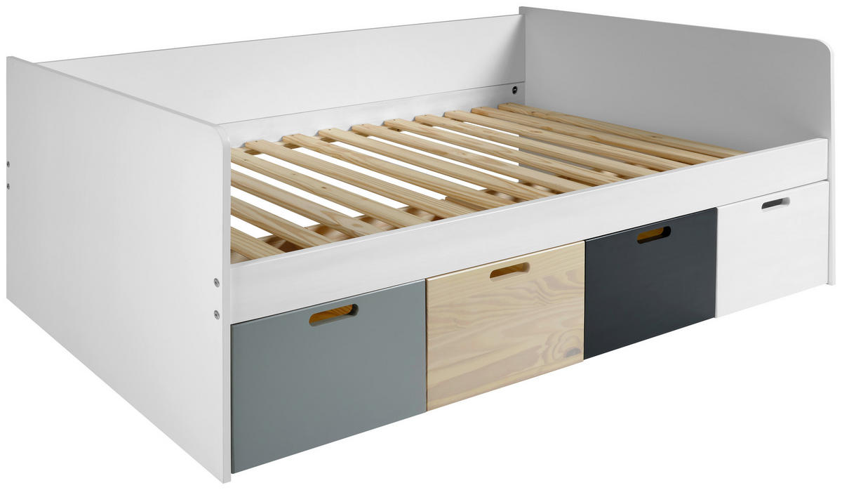 POSTEL S ÚLOŽNÝM PROSTOREM, 90/200 cm, šedá, přírodní barvy, černá - šedá/bílá, Moderní, dřevo/kompozitní dřevo (90/200cm) - MID.YOU