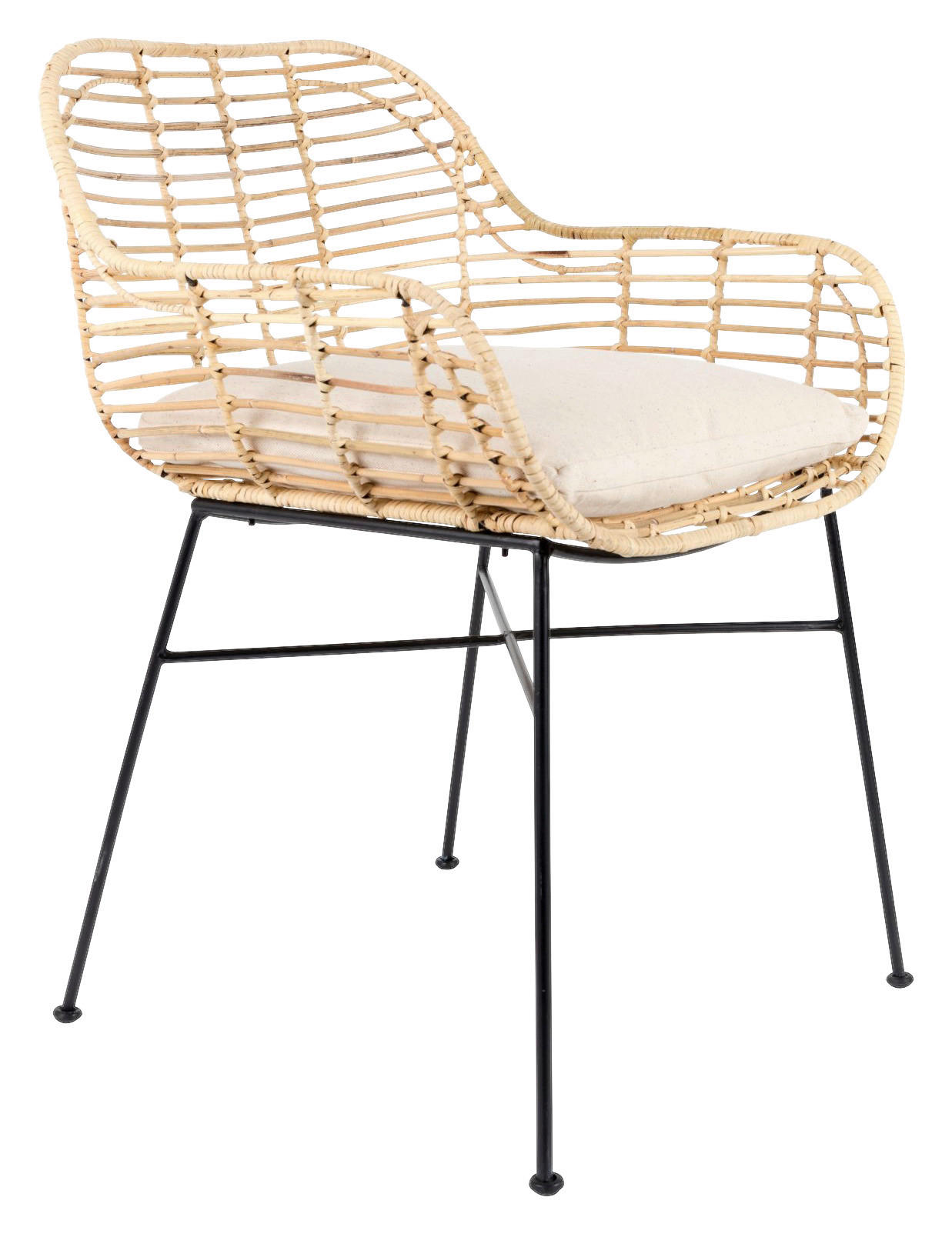 ARMLEHNSTUHL Naturfarben Rattan - Schwarz/Naturfarben, Trend, Holz/Metall (56/81.50/58cm) - Livetastic
