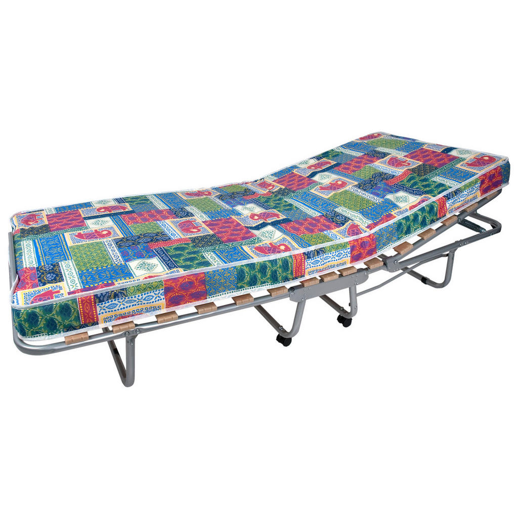 Klappbett Mit Matratze + Rollen 80x190cm Luxor Alufarb.