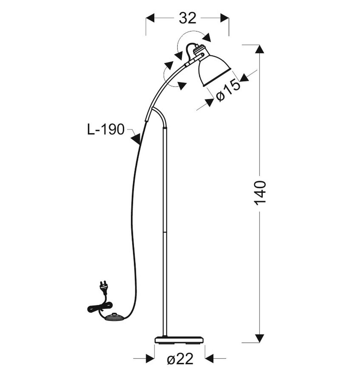 STEHLEUCHTE 20/32/140 cm    - Basics, Metall (20/32/140cm)
