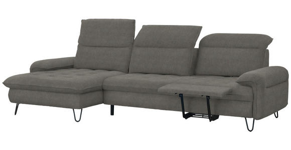 ECKSOFA in Webstoff Grau  - Schwarz/Grau, LIFESTYLE, Textil/Metall (180/310cm) - Valnatura