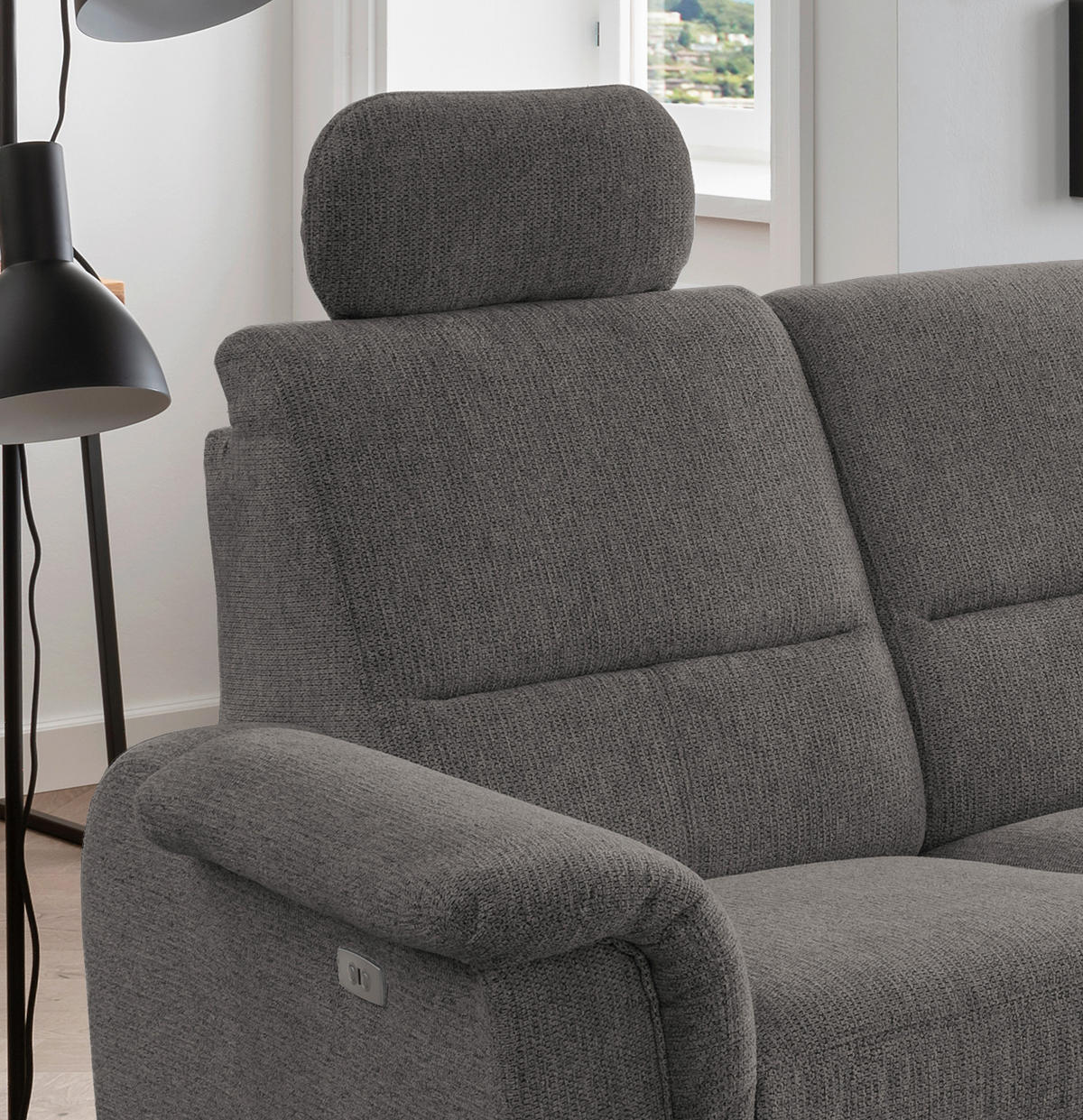 ECKSOFA in Chenille Graubraun  - Chromfarben/Graubraun, Modern, Textil/Metall (275/236cm) - Livetastic