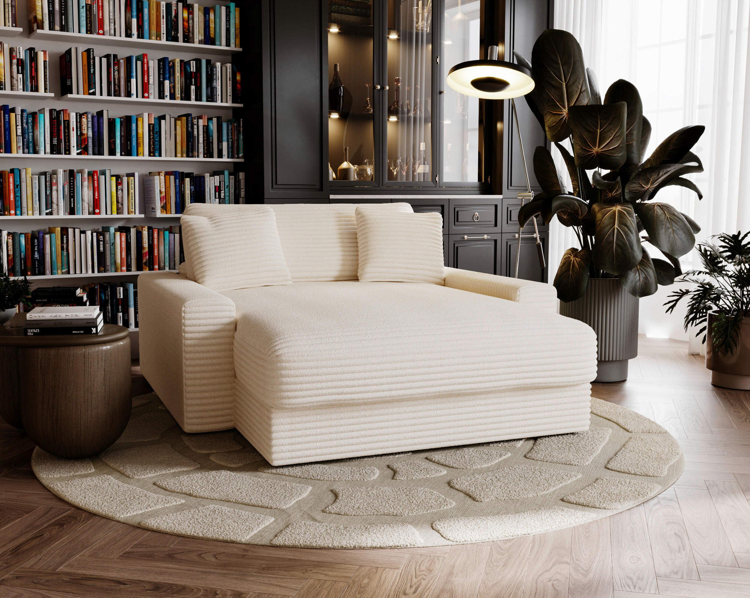 XXL-SESSEL Cord Naturfarben    - Schwarz/Naturfarben, MODERN, Kunststoff/Textil (160/87/190cm) - Carryhome