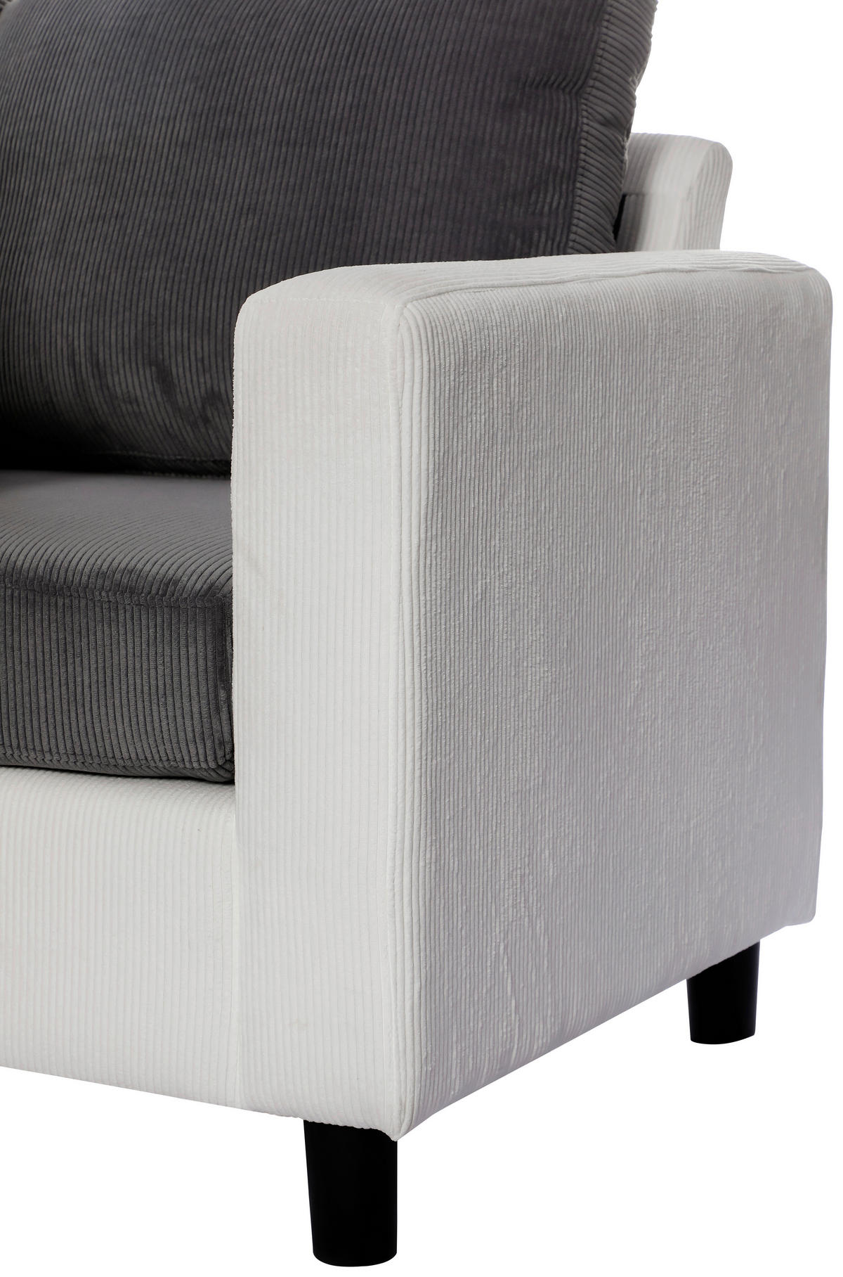 ECKSOFA Dunkelgrau Cord  - Dunkelgrau/Schwarz, Design, Kunststoff/Textil (198/135cm) - P & B
