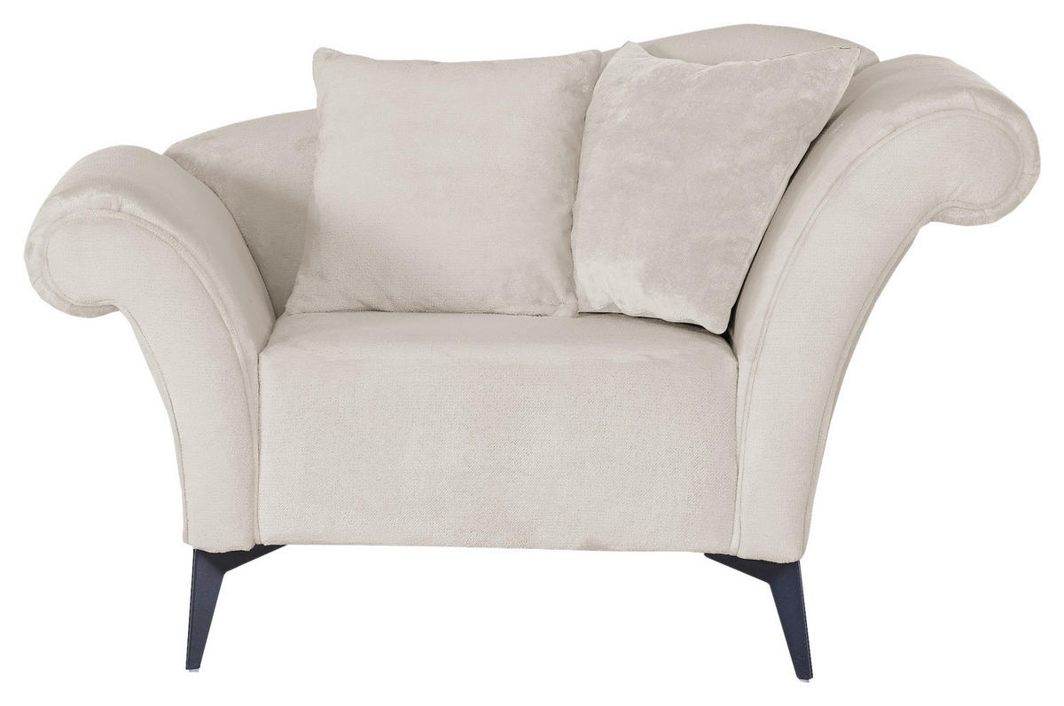 SESSEL Chenille Beige    - Beige/Schwarz, Design, Textil/Metall (138/83/85cm)