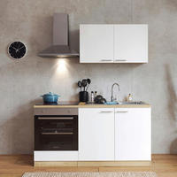 MINIKÜCHE Merle 160 cm  in Weiß  - Eichefarben/Weiß, Design, Holzwerkstoff/Metall (160cm) - Respekta