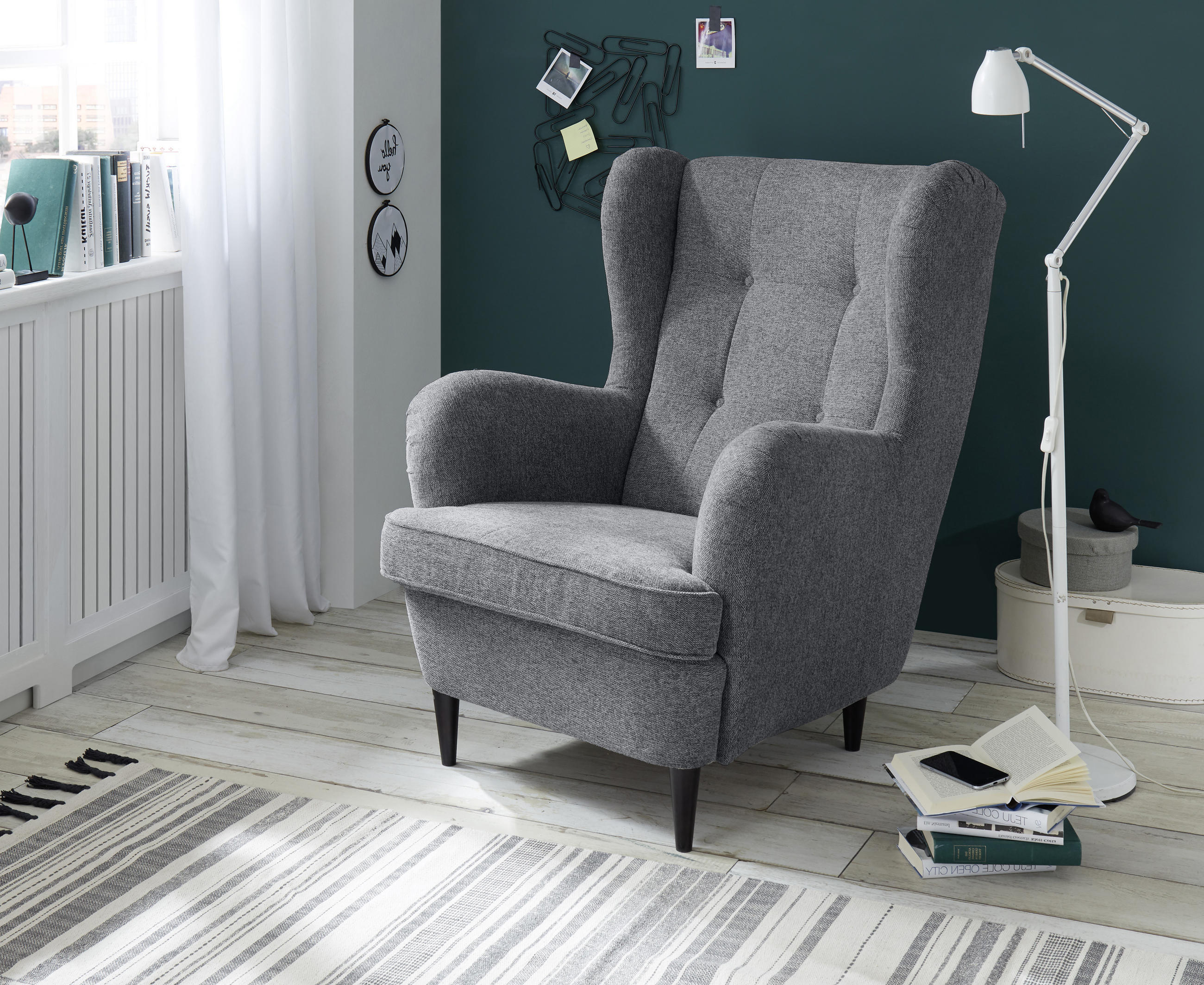 OHRENSESSEL Webstoff Anthrazit  - Anthrazit/Schwarz, Basics, Textil (78/102/98cm) - MID.YOU