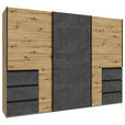 SCHWEBETÜRENSCHRANK  in Eiche Artisan, Dunkelgrau  - Dunkelgrau/Alufarben, KONVENTIONELL, Holzwerkstoff/Metall (270/200/61cm) - Carryhome