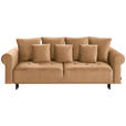 BIGSOFA in Samt Braun, Goldfarben  - Goldfarben/Schwarz, Design, Holz/Textil (248/96/95cm) - Carryhome