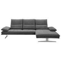ECKSOFA 291/164 cm  in Webstoff Anthrazit Rücken echt, Sitztiefenverstellung  291/164 cm  - Chromfarben/Anthrazit, Design, Textil/Metall (291/164cm) - Chilliano