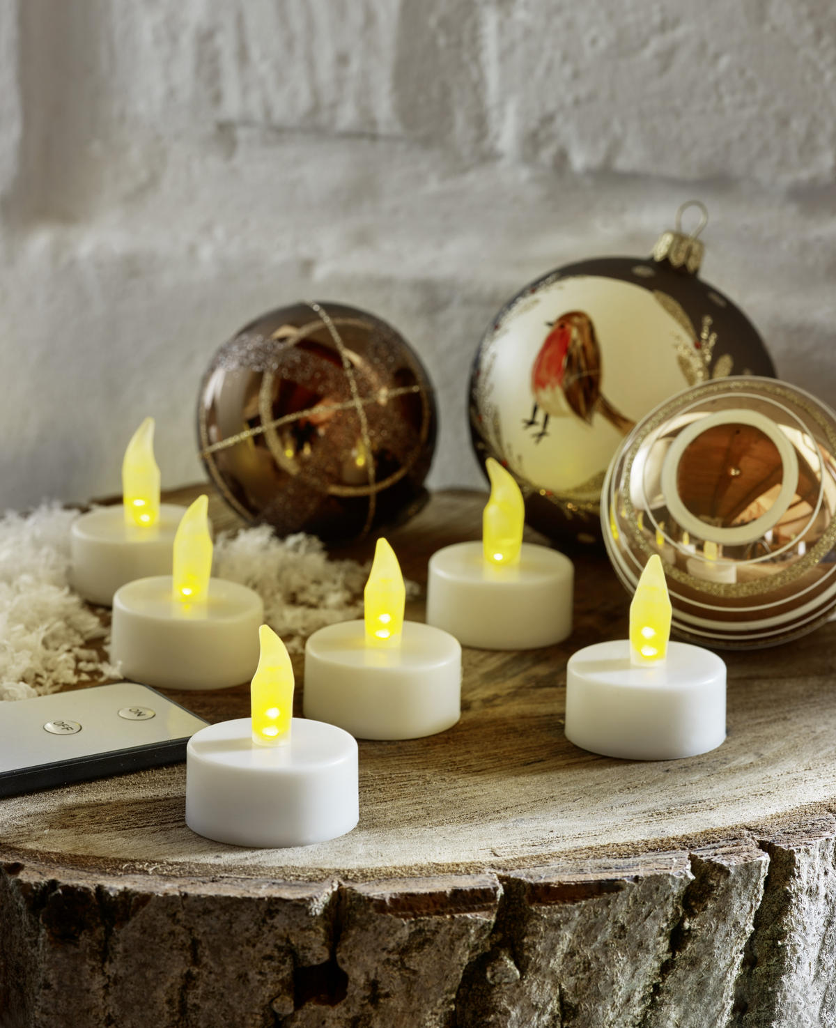 TEELICHT MIT LED  - Weiss, Basics, Kunststoff (61,5/29,5/22cm)