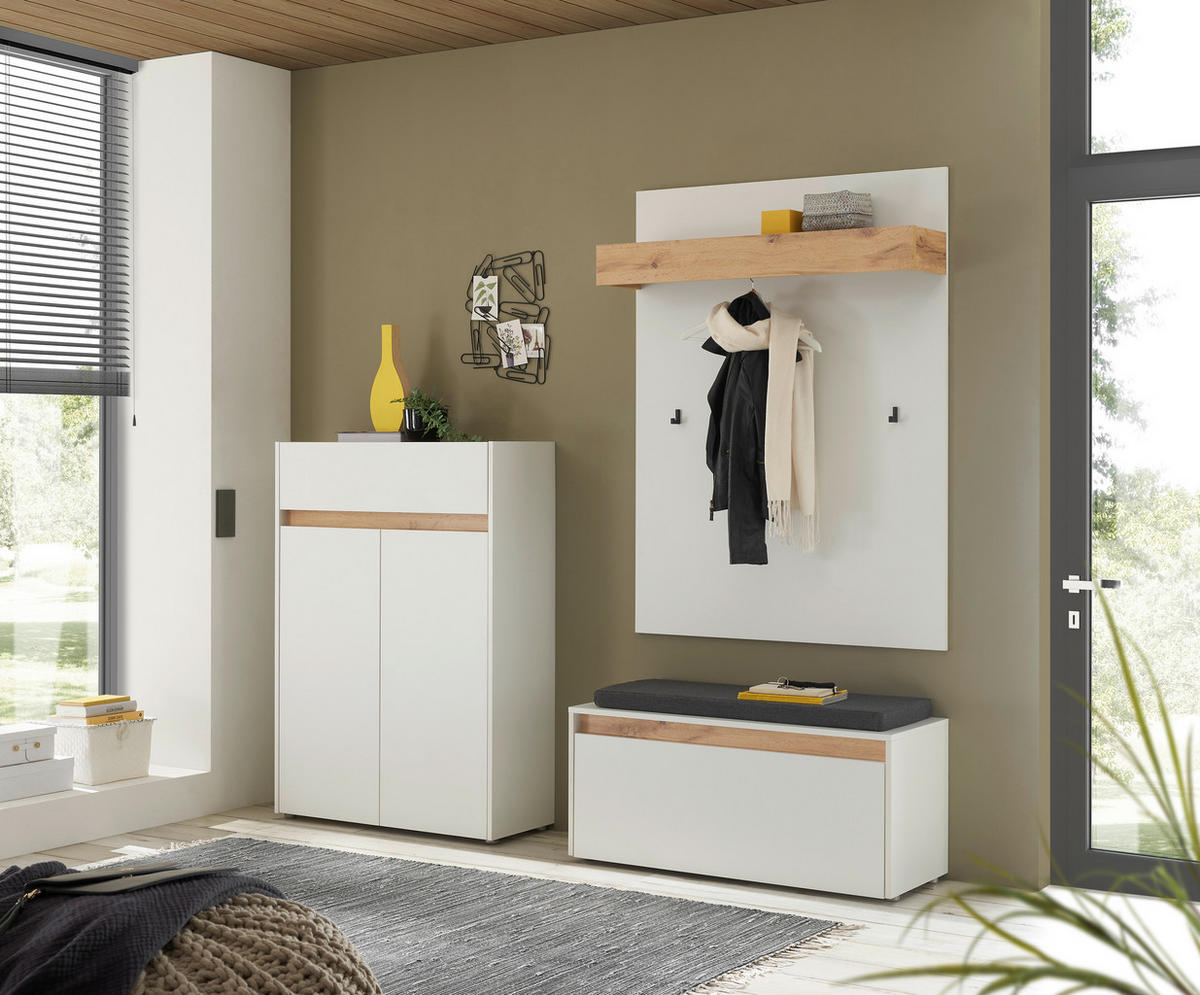 GARDEROBE 4-teilig  in 185/200/40 cm  - Eiche Wotan/Weiß, Design, Holzwerkstoff/Textil (185/200/40cm) - Modante