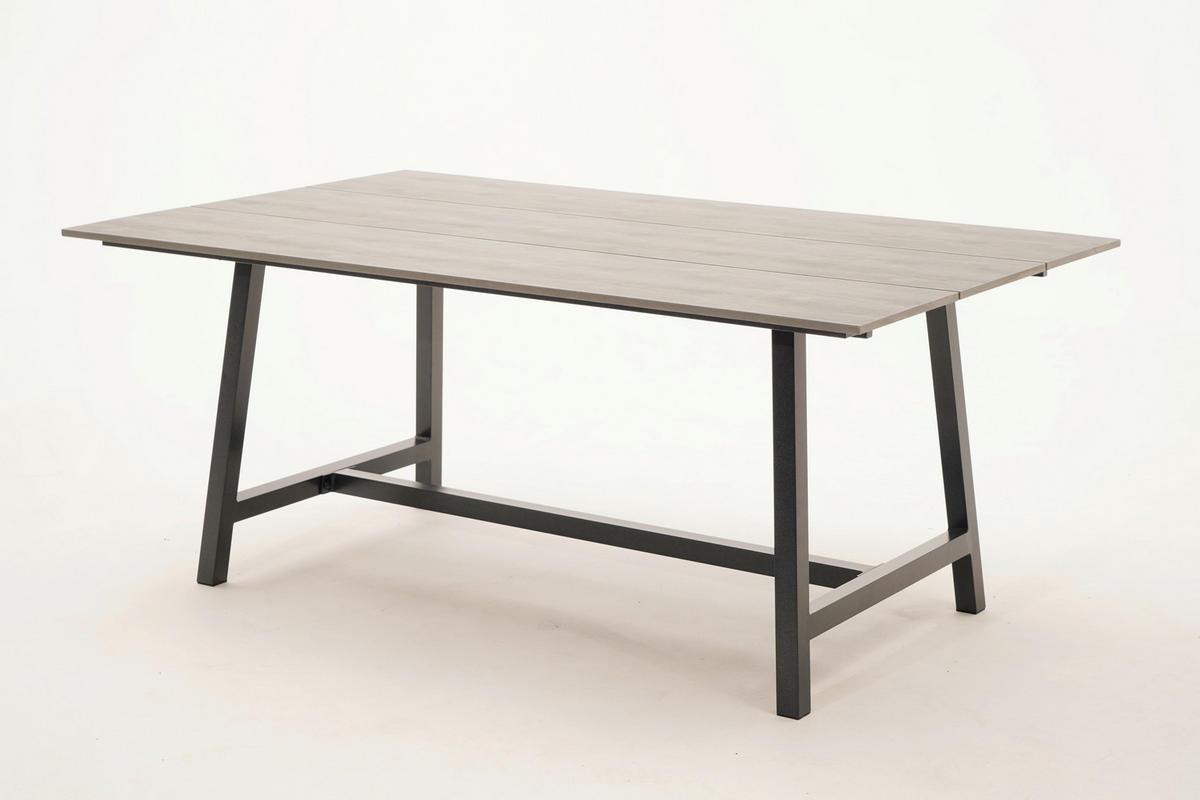 GARTENTISCH Metall, Kunststoff Hellgrau, Dunkelgrau rechteckig  - Dunkelgrau/Hellgrau, Design, Kunststoff/Metall (160/100/68cm) - Amatio