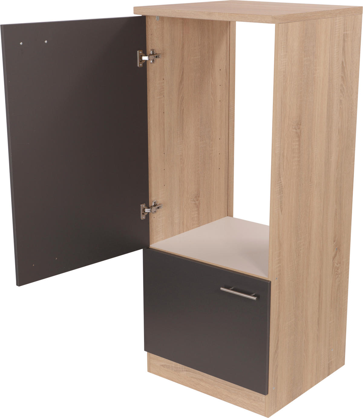 GERÄTEUMBAUSCHRANK 60/144,8/60 cm  in Grau, Eichefarben  - Eichefarben/Silberfarben, Basics, Holzwerkstoff/Metall (60/144,8/60cm) - Respekta