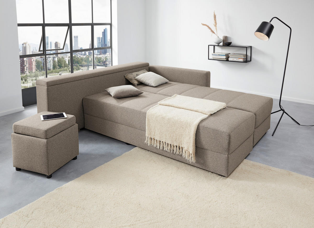 ECKSOFA LOOKS III Hellgrau Webstoff  - Hellgrau/Schwarz, Design, Kunststoff/Textil (229/287cm) - LOOKS by W.Joop