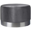 HOCKER Samt Grau, Edelstahlfarben  - Edelstahlfarben/Grau, Trend, Textil/Metall (55/35/55cm) - Xora