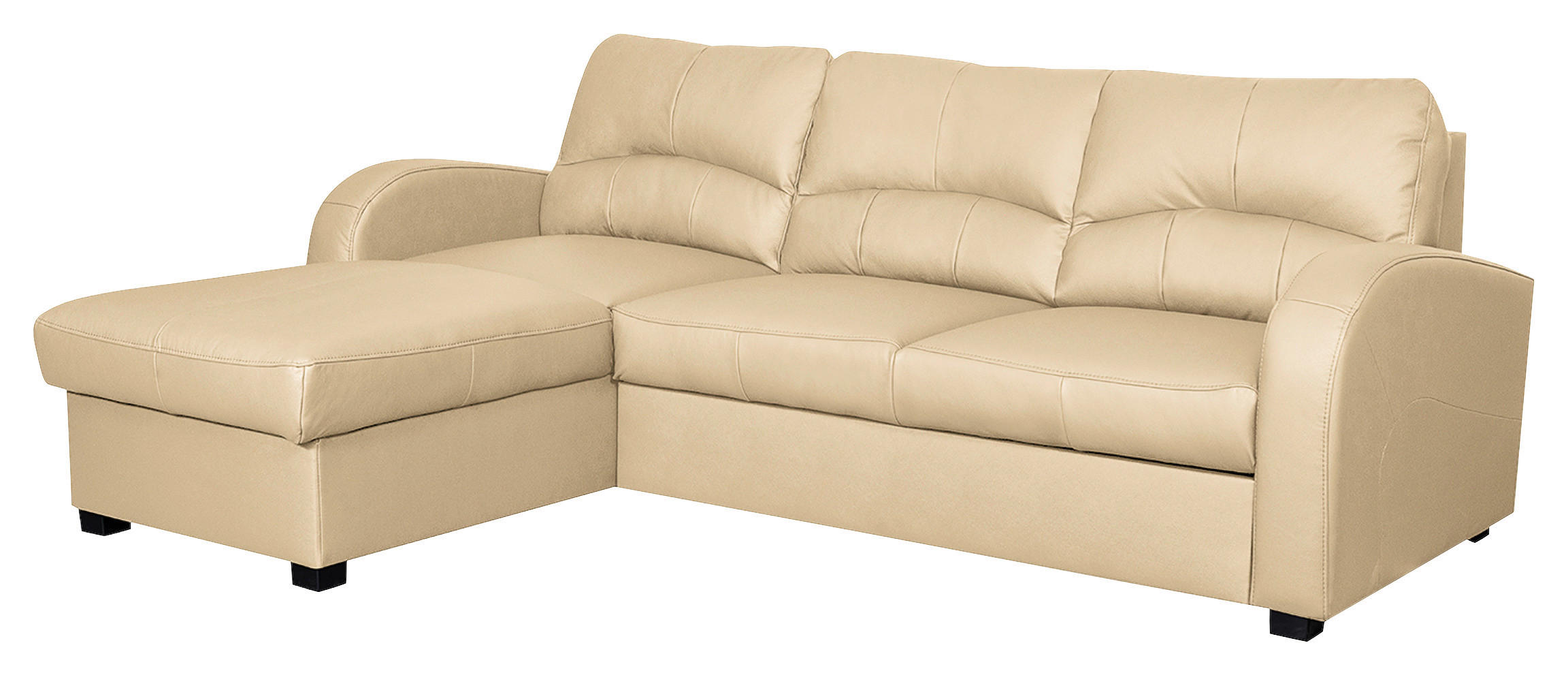 ECKSOFA in Lederlook Echtleder Beige  - Beige/Schwarz, Design, Leder/Kunststoff (168/227cm) - Livetastic
