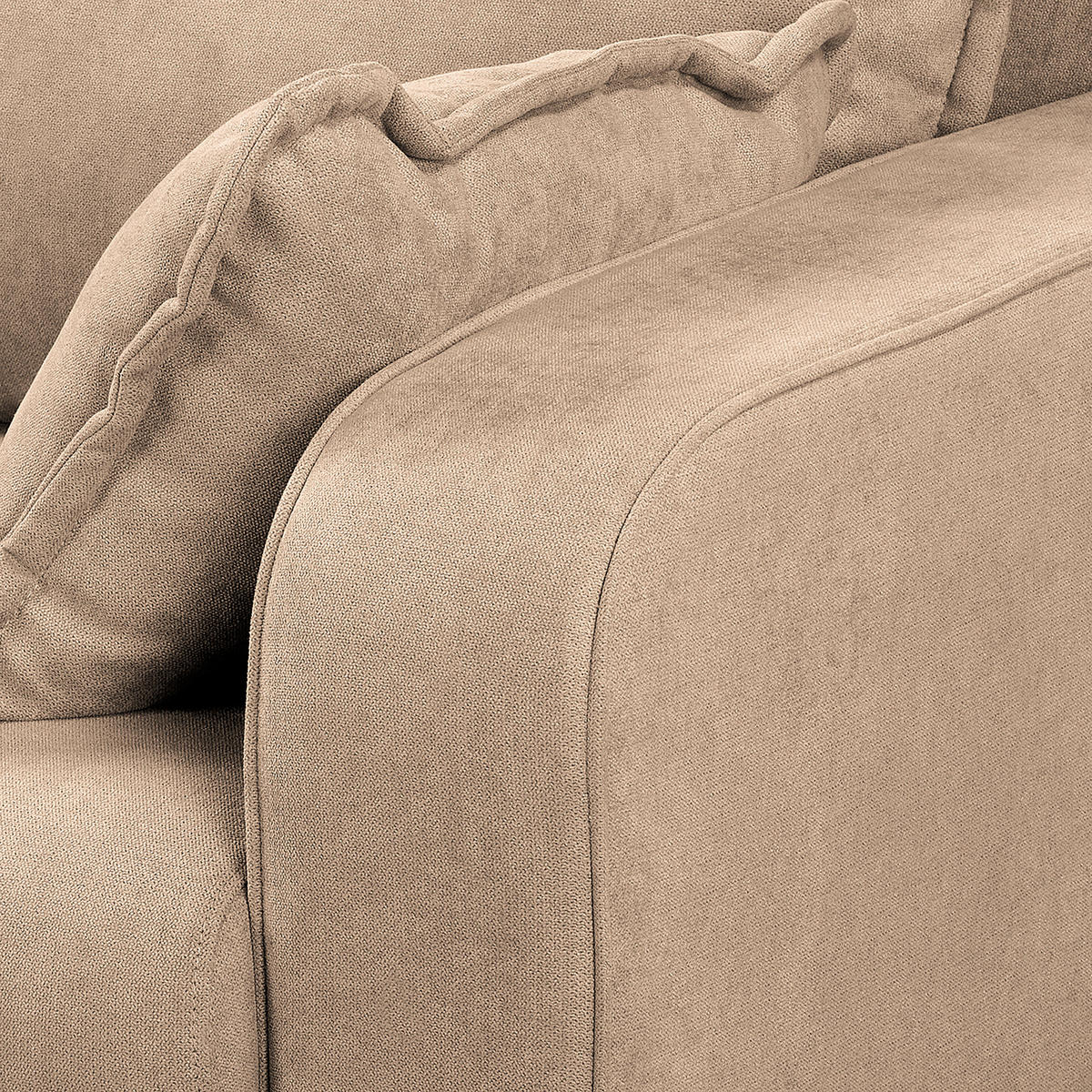 3-SITZER-SOFA Mikrofaser Beige  - Wengefarben/Beige, Design, Holz/Textil (193/86/87cm) - Livetastic