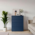 KOMMODE , 75/99/35 cm, 4 Schublade(n)  - Silberfarben/Dunkelblau, Trend, Holzwerkstoff/Kunststoff (75/99/35cm) - Carryhome