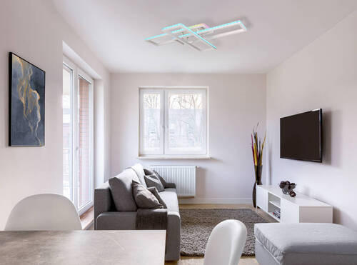 LED-DECKENLEUCHTE 50 W    100/69,5/13,5 cm  - Silberfarben/Opal, Design, Kunststoff/Metall (100/69,5/13,5cm) - Globo