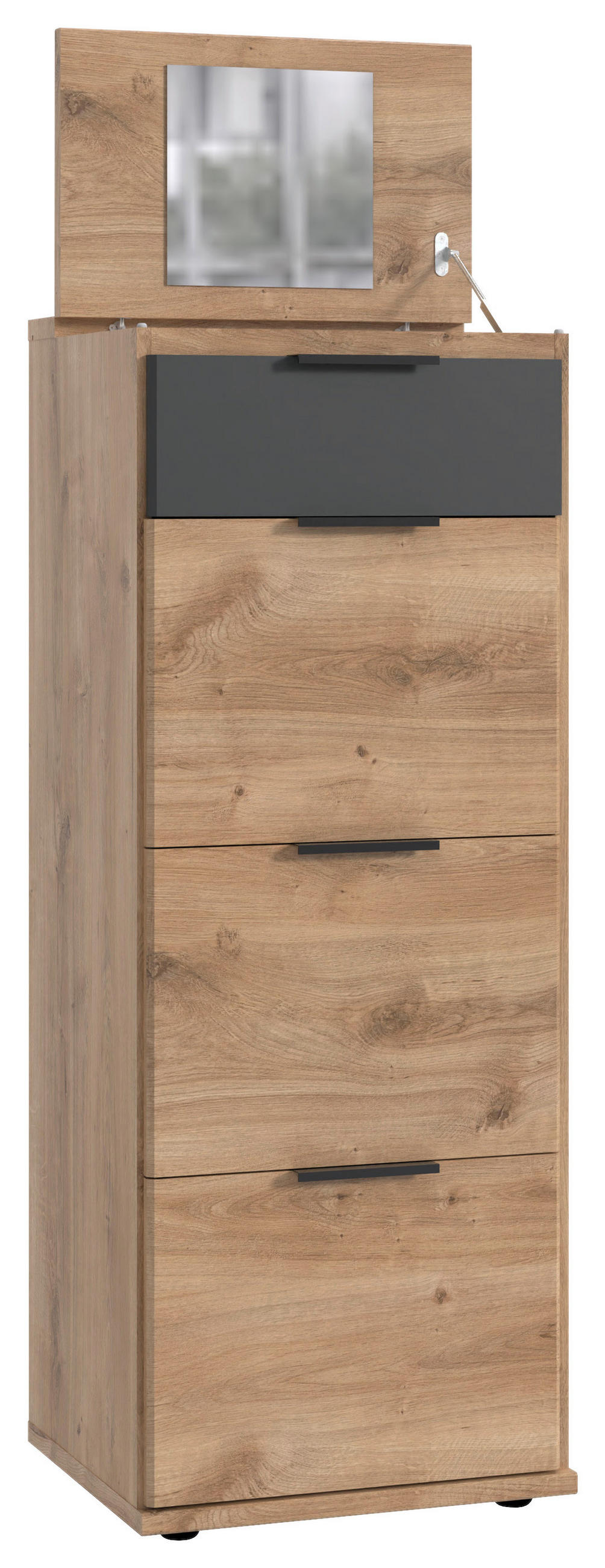 HIGHBOARD  in 46/121/40 cm  - Plankeneiche/Graphitfarben, Design, Glas/Holzwerkstoff (46/121/40cm) - Boxxx