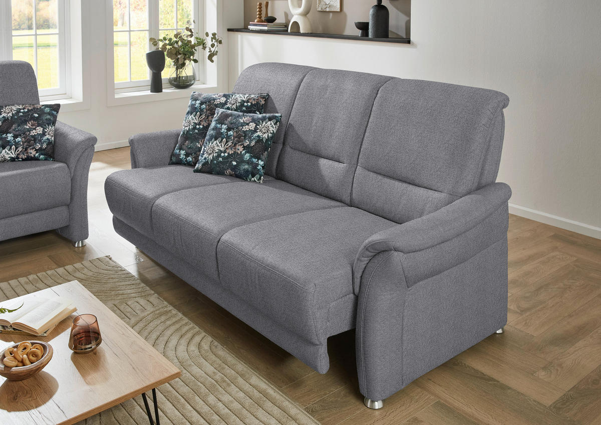 SITZGARNITUR  in Flachgewebe Grau  - Alufarben/Grau, KONVENTIONELL, Textil/Metall (198/172/96/93cm) - Beldomo Premium
