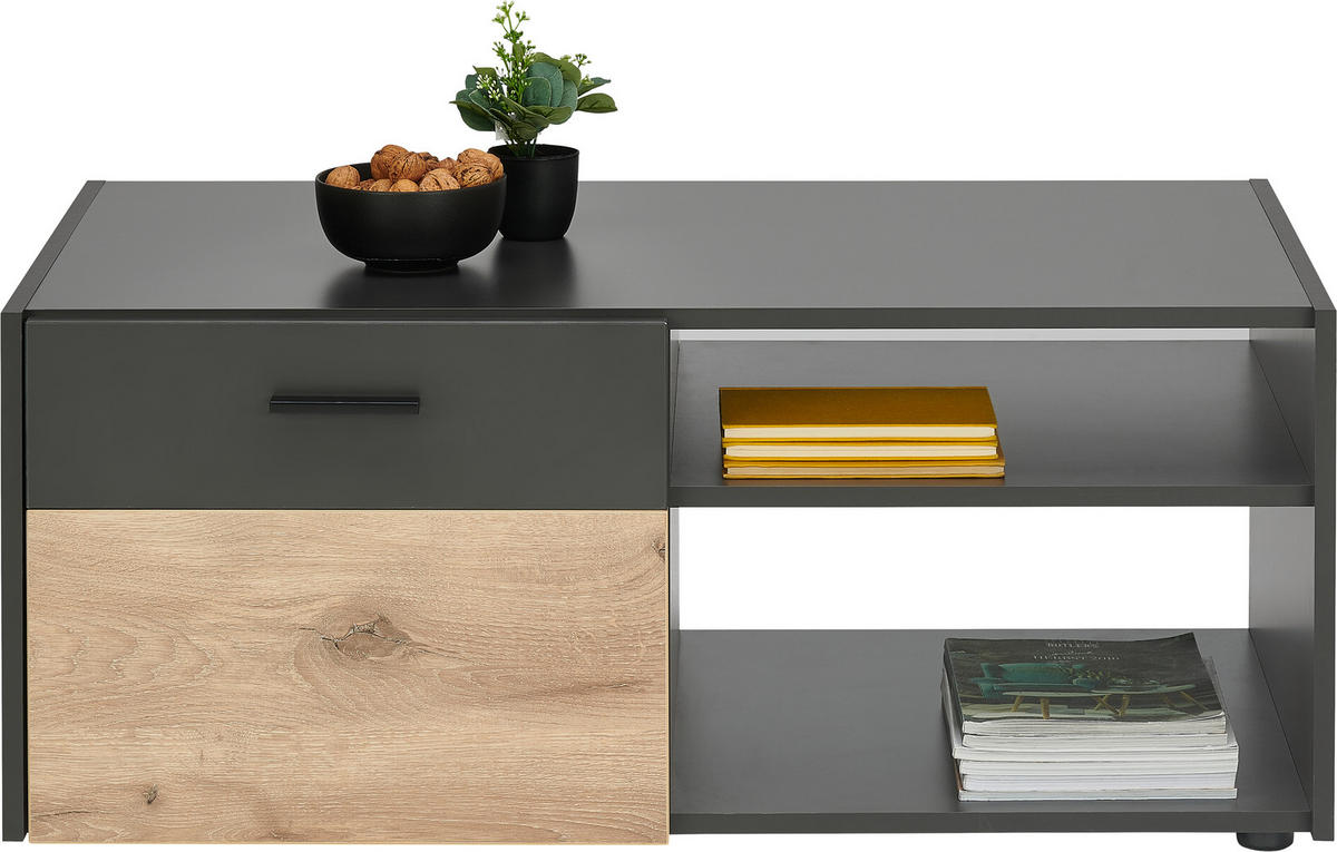 COUCHTISCH in Holzwerkstoff 100/60/42 cm  - Eichefarben/Dunkelgrau, MODERN, Holzwerkstoff/Kunststoff (100/60/42cm) - Hom`in