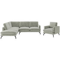 SITZGARNITUR Bali Flachgewebe Hellgrau  - Hellgrau/Schwarz, Design, Textil/Metall (202/250cm) - Livetastic