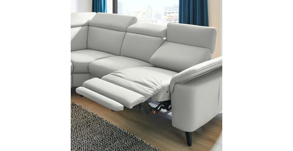 ECKSOFA in Echtleder Hellgrau  - Hellgrau/Schwarz, Design, Leder/Metall (239/289cm) - Cantus