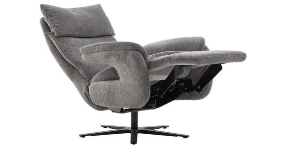 FERNSEHSESSEL  mit Relaxfunktion Struktur Grau  - Schwarz/Grau, MODERN, Textil/Metall (73/115/85cm) - Cantus