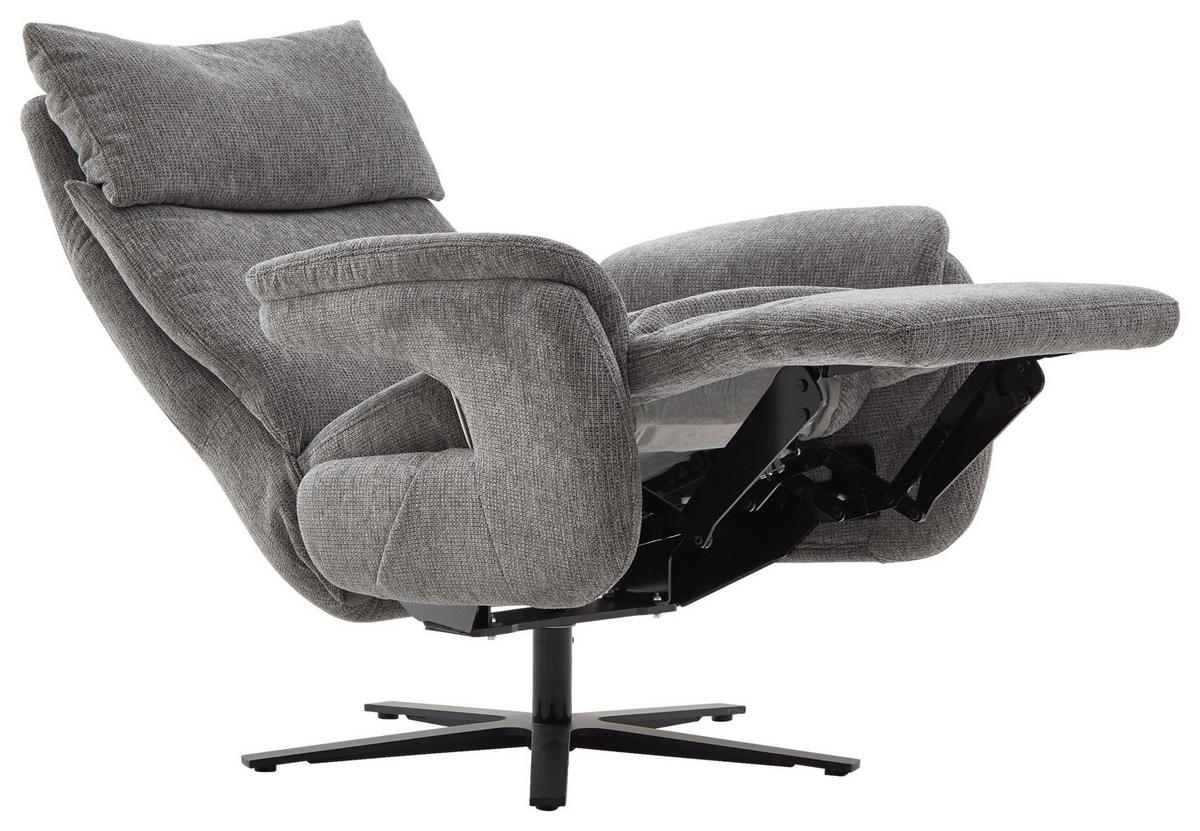 FERNSEHSESSEL  mit Relaxfunktion Struktur Grau  - Schwarz/Grau, MODERN, Textil/Metall (73/115/85cm) - Cantus