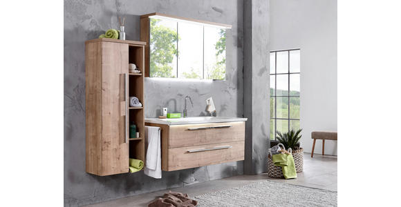 MIDISCHRANK 50/130,8/33 cm  - Chromfarben/Eichefarben, Design, Holzwerkstoff/Metall (50/130,8/33cm) - Dieter Knoll