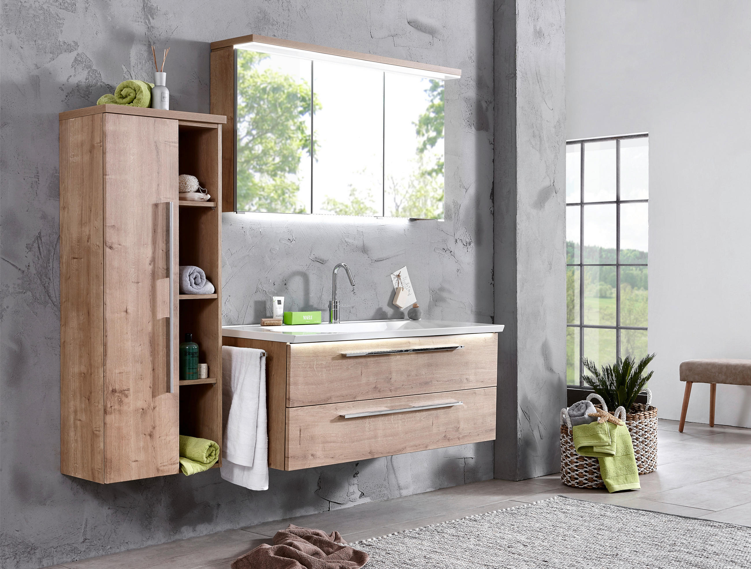 MIDI SKŘÍŇKA, barvy dubu, 50/130,8/33 cm - barvy dubu/barvy chromu, Konvenční, kov/kompozitní dřevo (50/130,8/33cm) - Dieter Knoll