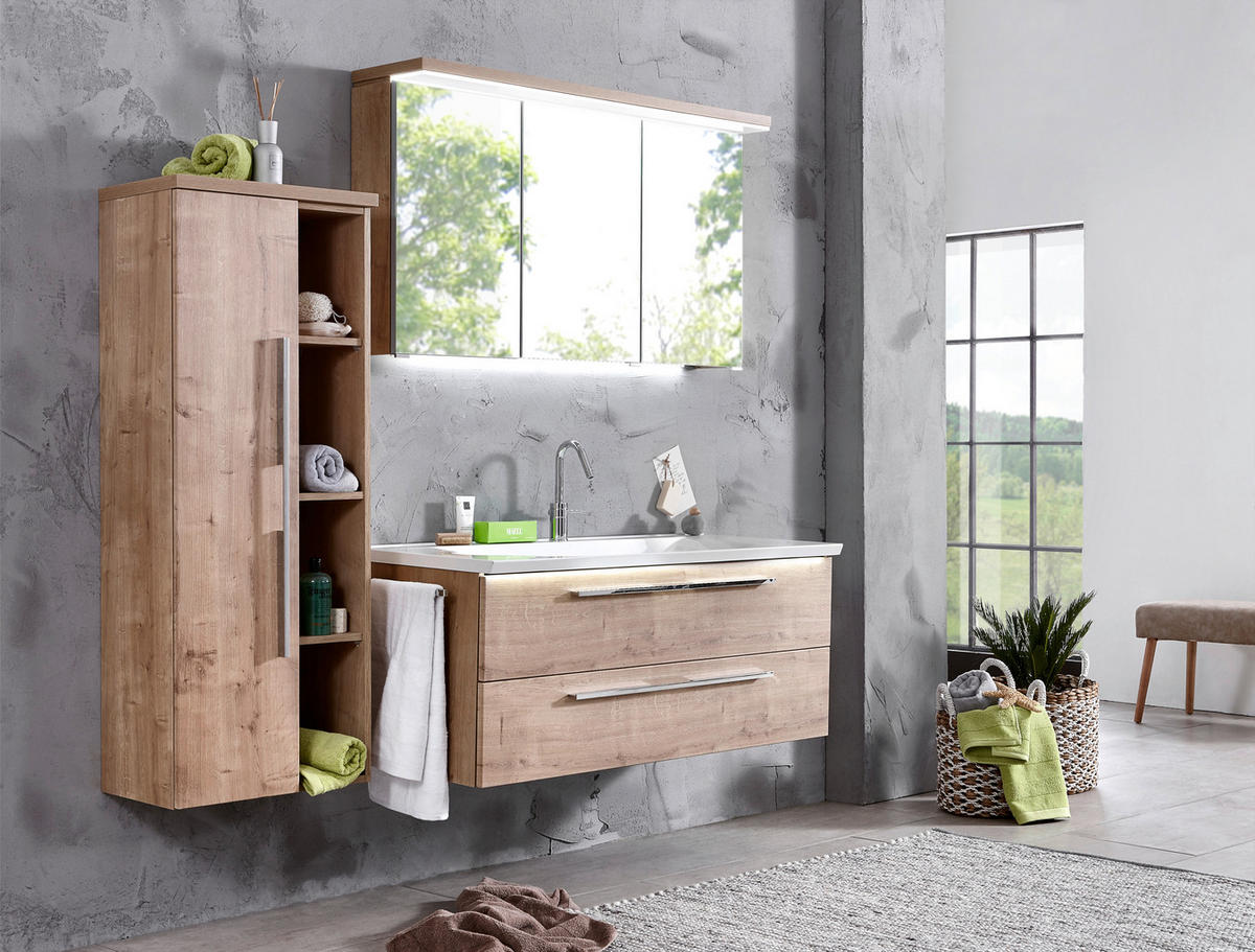 MIDI SKŘÍŇKA, barvy dubu, 50/130,8/33 cm - barvy dubu/barvy chromu, Konvenční, kov/kompozitní dřevo (50/130,8/33cm) - Dieter Knoll