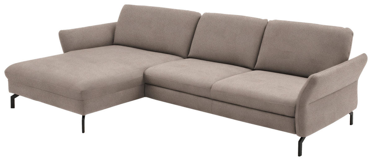 ECKSOFA in Velours Greige  - Greige/Schwarz, Design, Textil/Metall (179/306cm) - Beldomo System